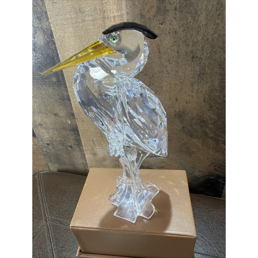 Swarovski Crystal Silver Heron Figurine 221627 1998 Vintage Retired New In Box